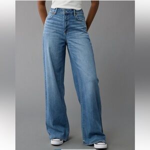 American Eagle Dreamy Drape Stretch Super High-Waisted Baggy Wide-Leg Jean